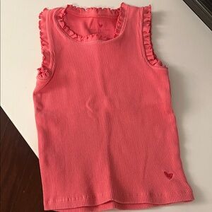 Girls' Pink Chicken Pink Ribbed Ruffle Tank Top